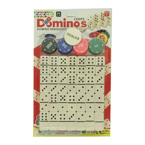 DOMINÓ KÉSZLET 28DB+16DB ZSETON TS8550 1CS